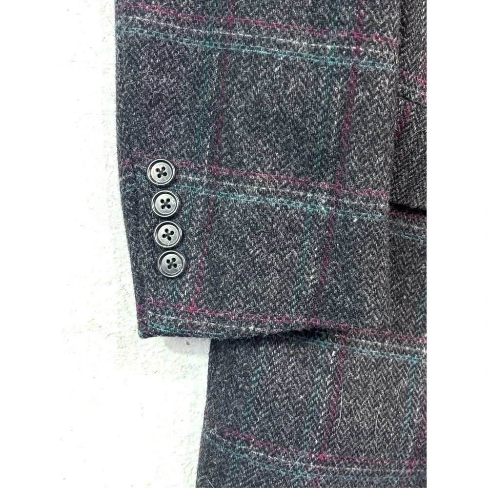 vtg Stanley Blacker 40S Gray Herringbone Tweed Blazer Jacket Sport Coat USA Wool